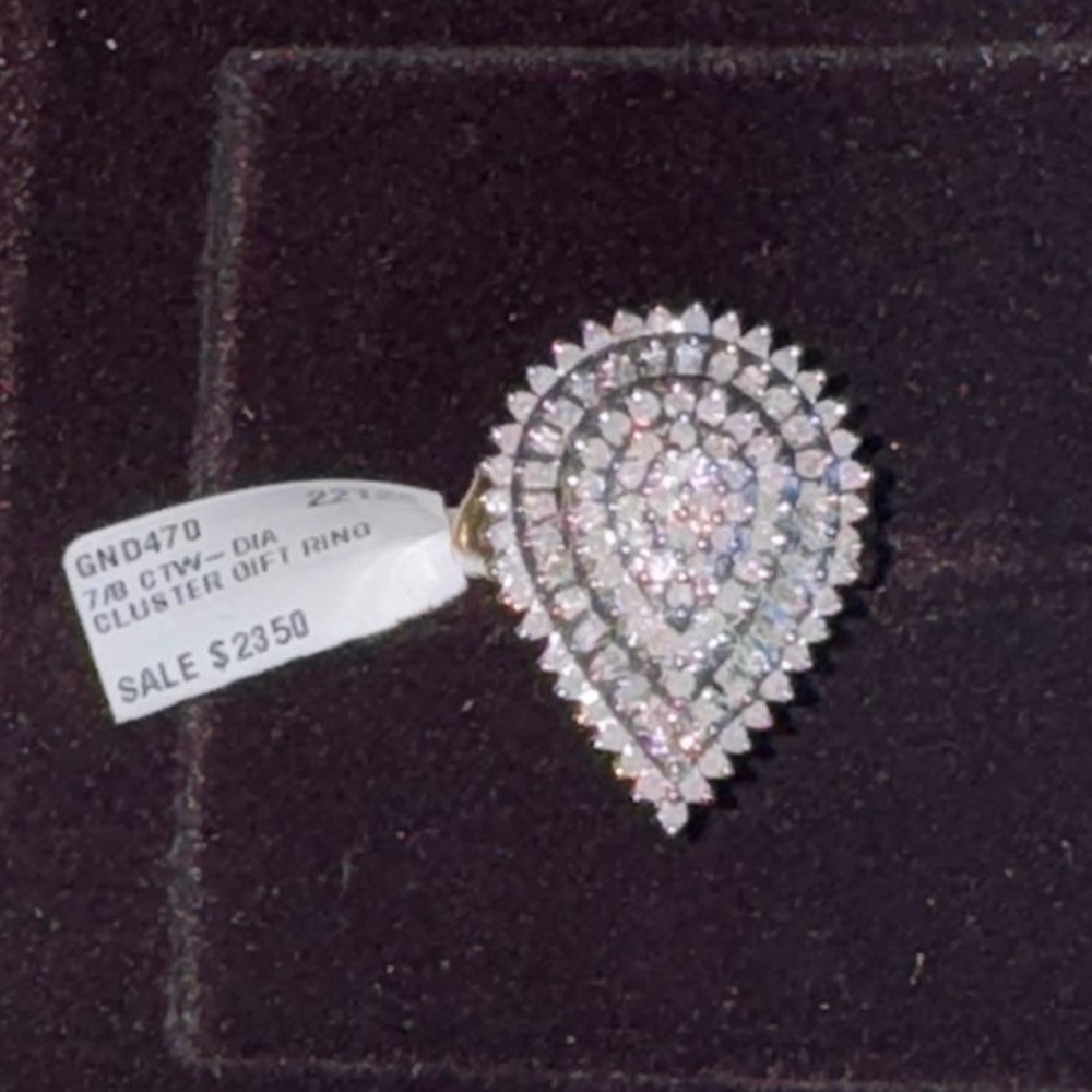 10k Solid Gold Real Diamond Ring Unique Teardrop Gift ring for herFREE APPRAISAL
